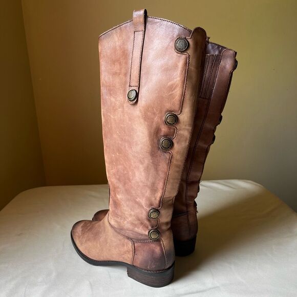 Arturo Chiang Enchante Riding Boots Tan Leather Knee High Round Toe Women's 7.5 - Picture 9 of 10